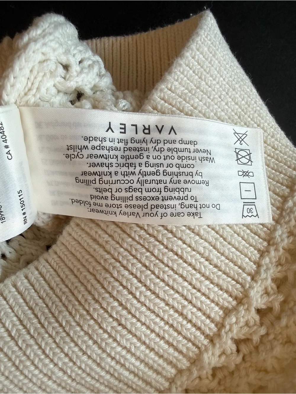 Varley Cream Crochet-Textured Short Sleeve Crew Sweater - Picture 6 of 6